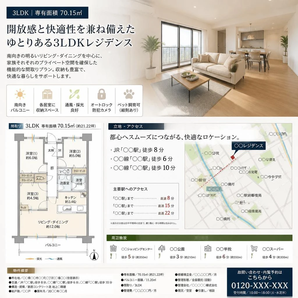 芝浦の3LDKマンションの実際の物件紹介