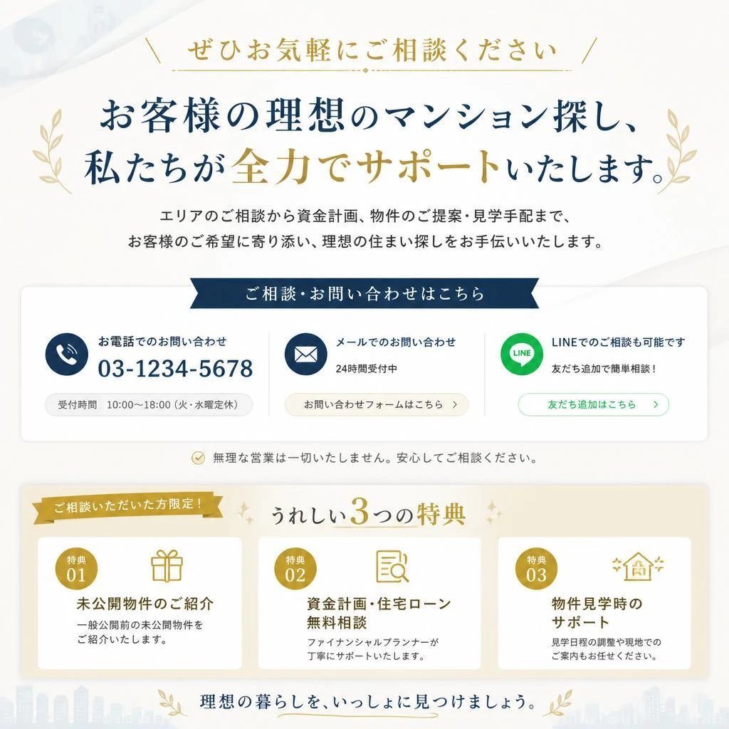 今すぐ相談！あなたの理想のマンション探しをサポート