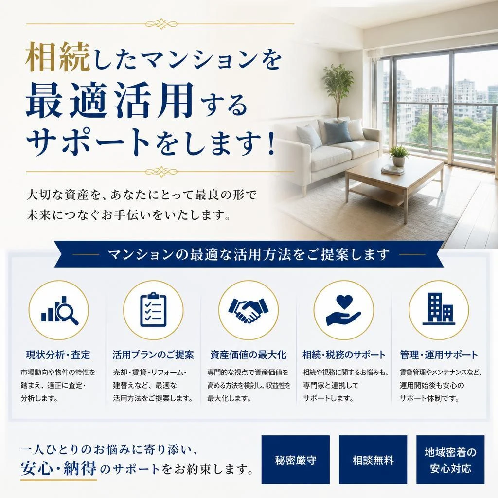 相続したマンションを最適活用するサポートをします！