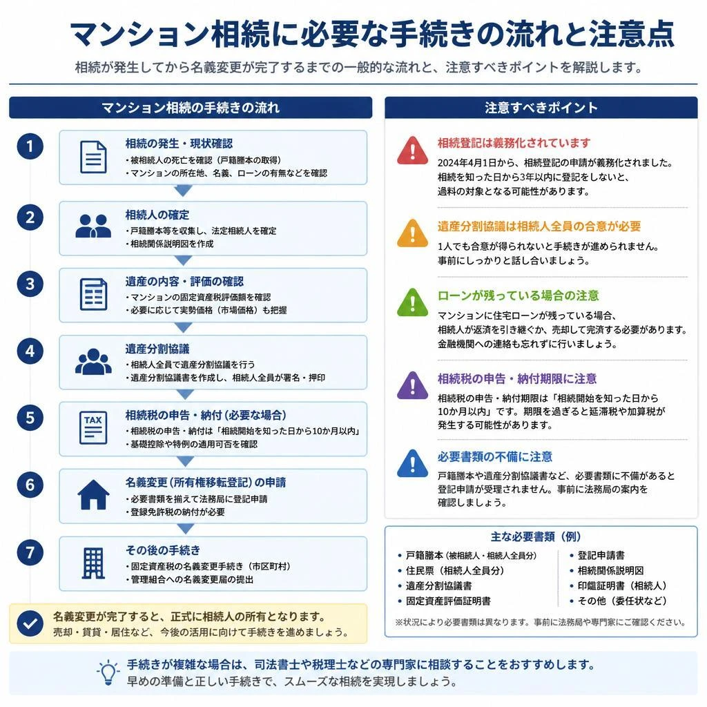 2. 相続手続きの流れと注意点