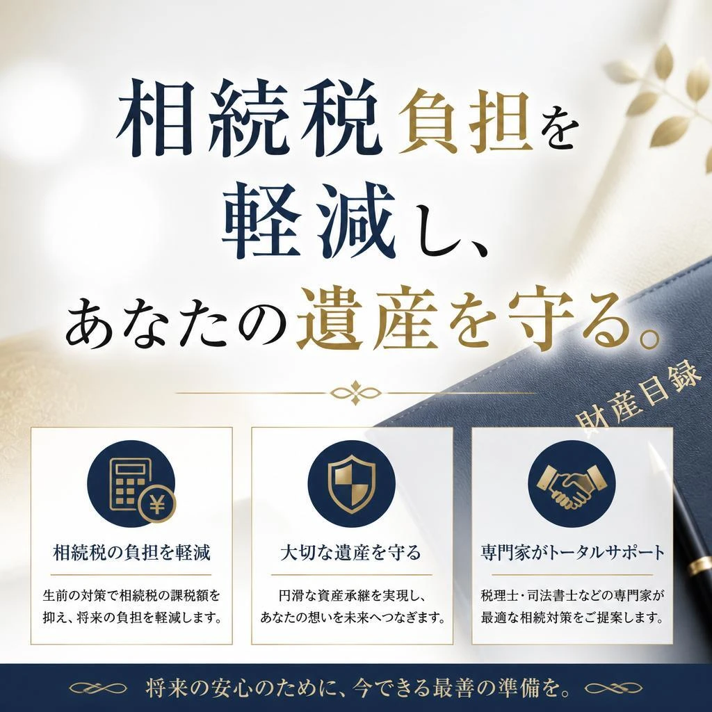 相続税負担を軽減し、あなたの遺産を守る。