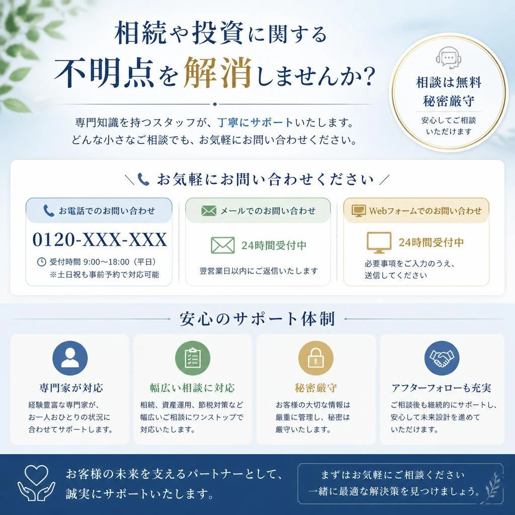 お問い合わせ：あなたの未来を守るために