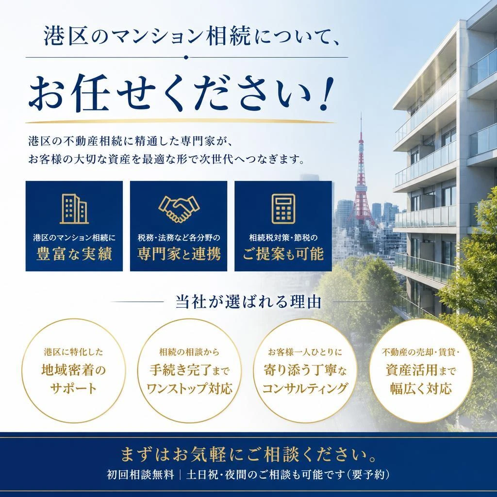 港区のマンション相続について、お任せください！